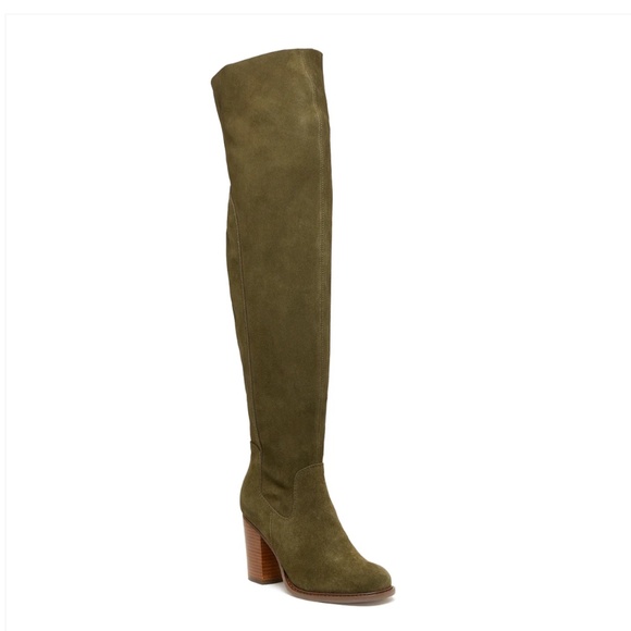 Kelsi Dagger Brooklyn Logan Over The Knee Boots Size 7 Olive Green Suede Leather - Picture 1 of 4